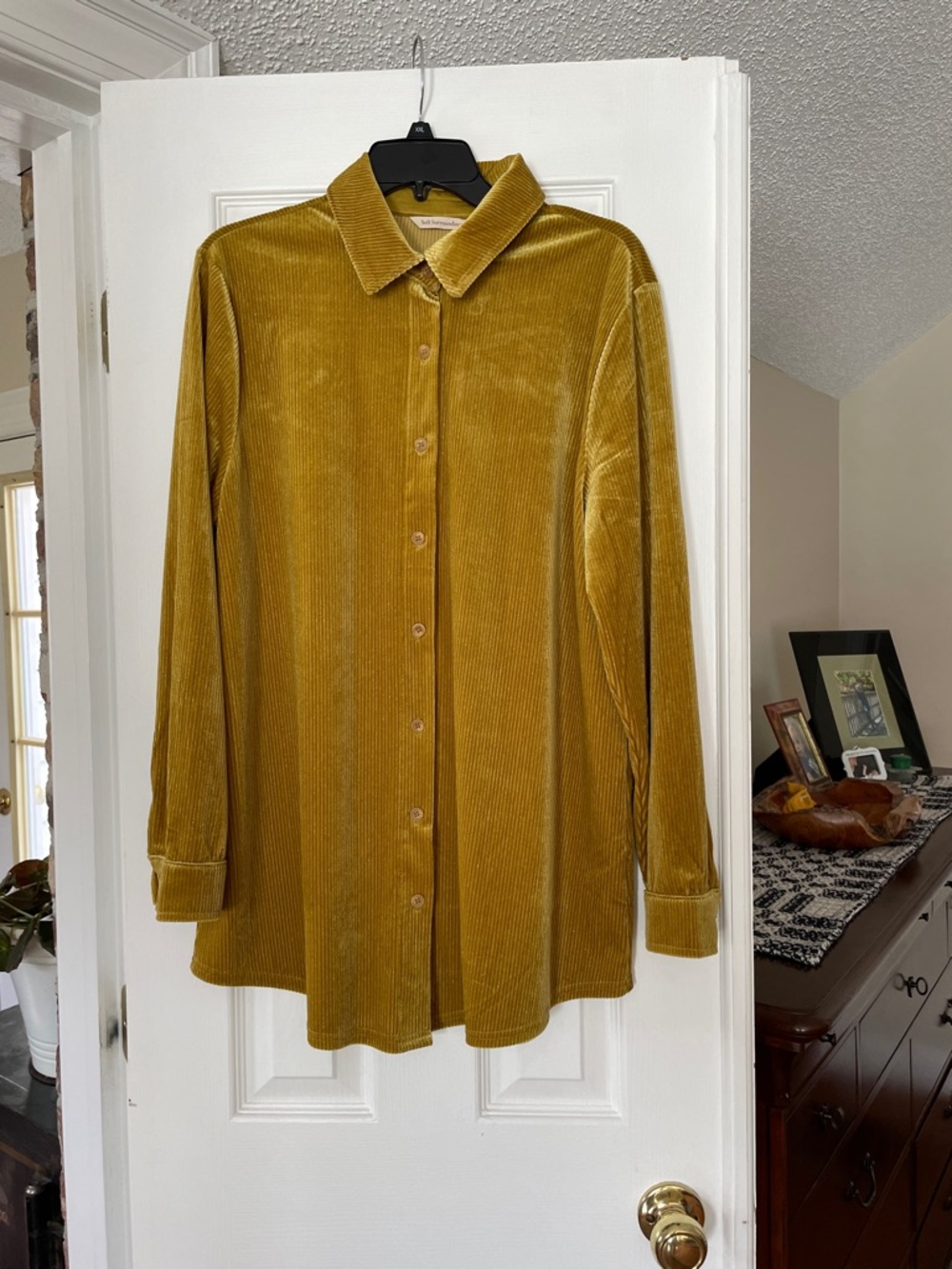 Soft Surroundings Golden Yellow Corduroy Button-Up